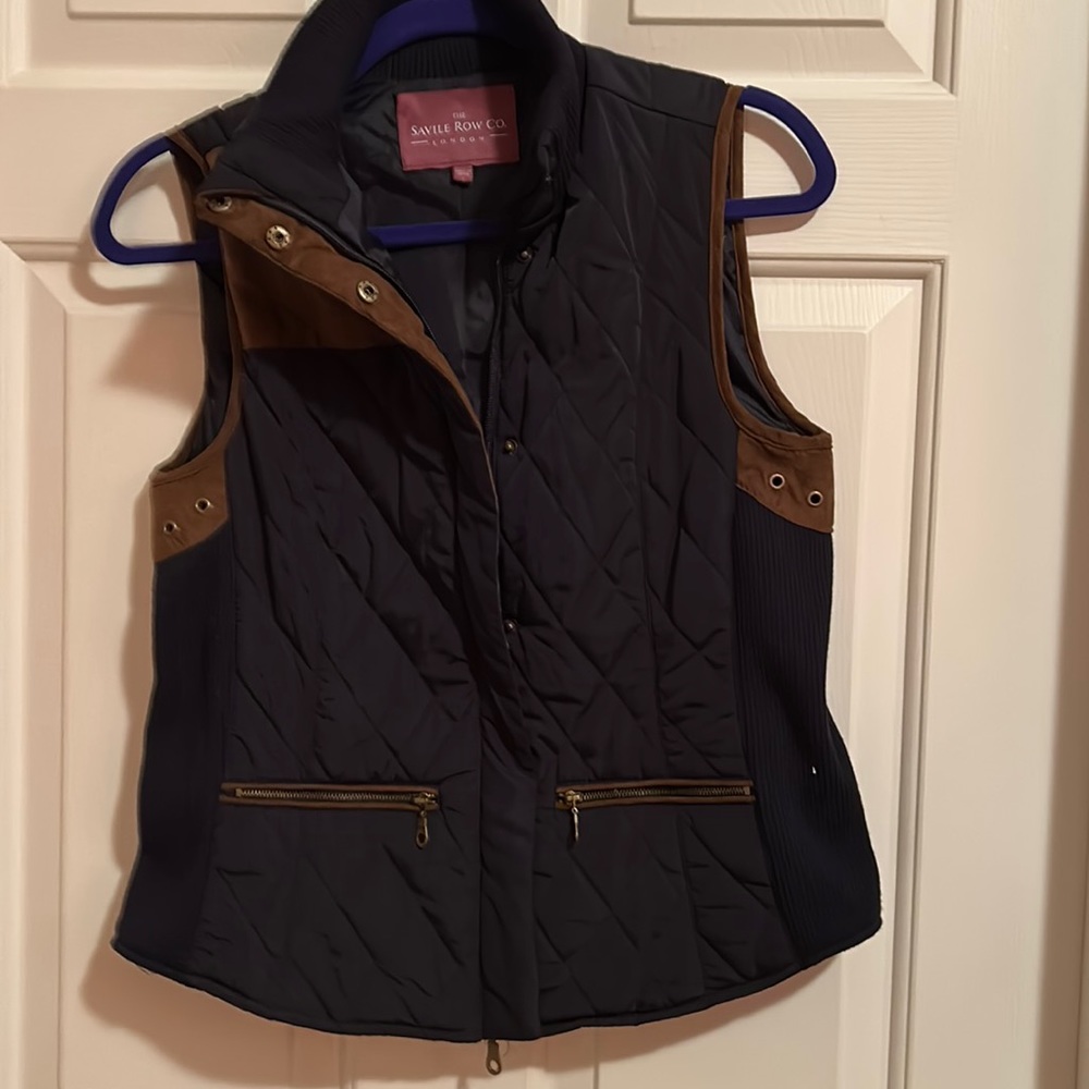 Savile Row Co London Black Vest w/Suede Accents size S